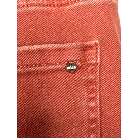 Mica Denim Women's Raw Hem Flare Crop Pink Stretch Denim Jeans - 26 (26x26) - Picture 3 of 5